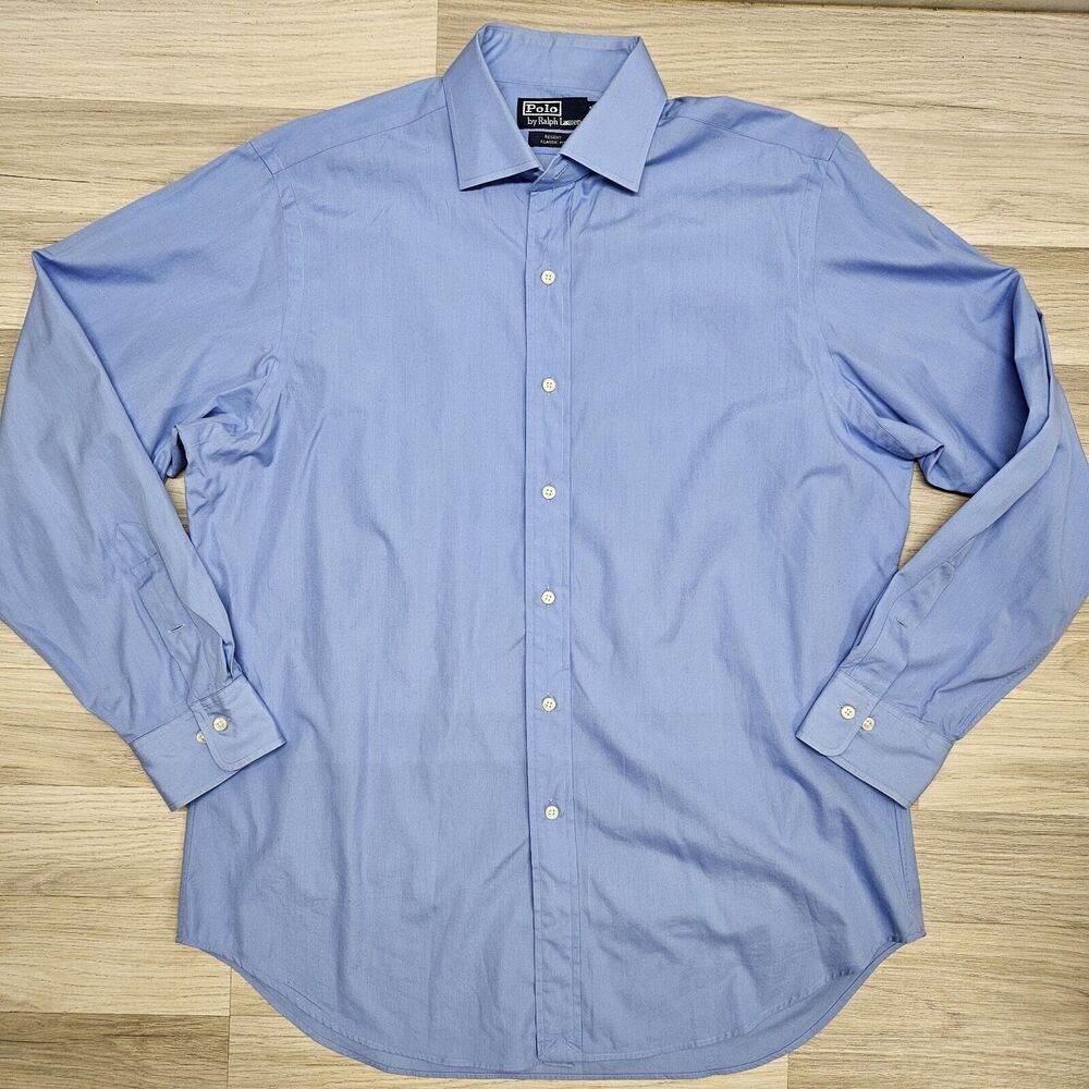 POLO RALPH LAUREN Mens Blue Solid Longsleeve Dress Shirt 16.5 Regent Classic Fit
